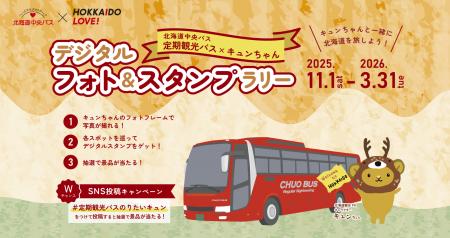 北海道中央バスと北海道観光PRキャラクター・キュンち