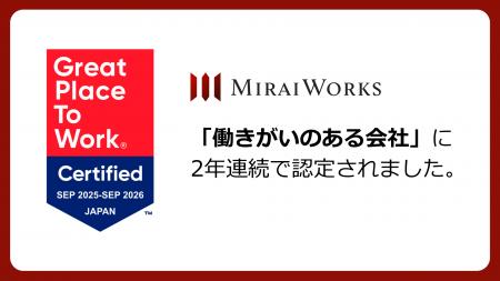 2年連続で Great Place to Work (R) Institute Japan 2年連続で Great Place to Work (R) Institute Japan