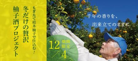 12月に採れた柚子をお酒にする「もぎたて桂木柚子で仕 12月に採れた柚子をお酒にする「もぎたて桂木柚子で仕