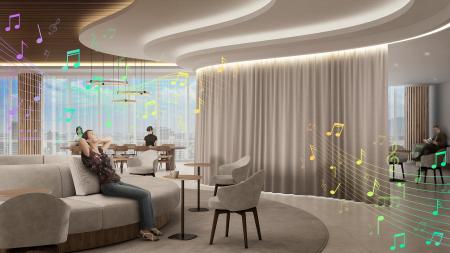 サンゲツ、槌屋、槌屋ティスコ、「音の出るファブリッ サンゲツ、槌屋、槌屋ティスコ、「音の出るファブリッ