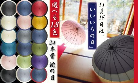 【11月16日はいいいろの日】 24本骨和風傘『蛇の目』