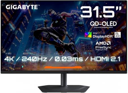 GIGABYTEから、31.5インチ QD-OLEDゲーミングモニター