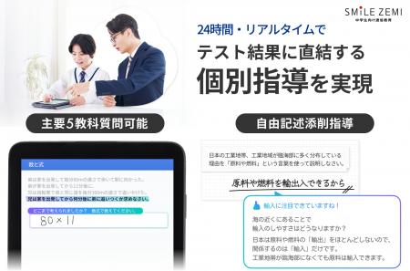 スマイルゼミ 中学生コース　AIを活用した「24時間質