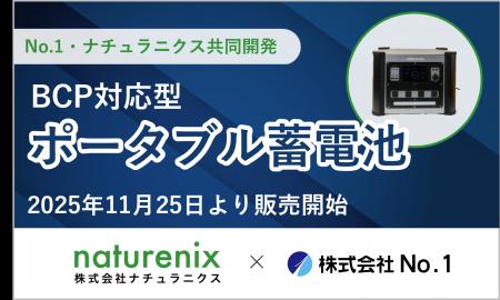 No.1・ナチュラニクスがBCP対応型ポータブル蓄電池を No.1・ナチュラニクスがBCP対応型ポータブル蓄電池を