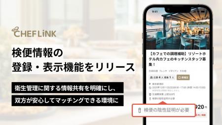 CHEFLINK(シェフリンク)、検便情報の登録・表示機能 CHEFLINK(シェフリンク)、検便情報の登録・表示機能