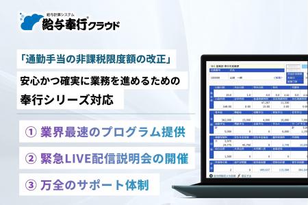 OBCの給与奉行、「通勤手当の非課税限度額の改正」に