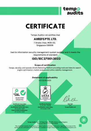 Ahrefs(エイチレフス)、情報セキュリティ管理の国際 Ahrefs(エイチレフス)、情報セキュリティ管理の国際