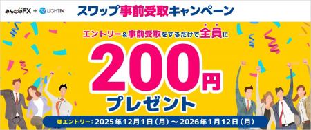 【みんなのFX】「スワップ事前受取キャンペーン」を開