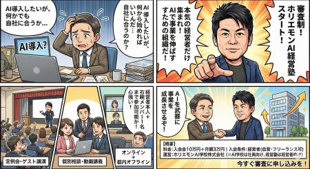 審査制の「ホリエモンAI経営塾」スタート、AIを導入し