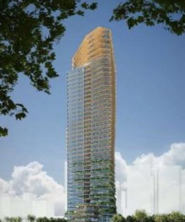 隈研吾氏設計の台湾のKUMA TOWERにDNPのアルミパネル