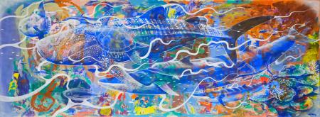 子どもたちと紡ぐ「土佐の美」─特大土佐和紙×漆喰壁画