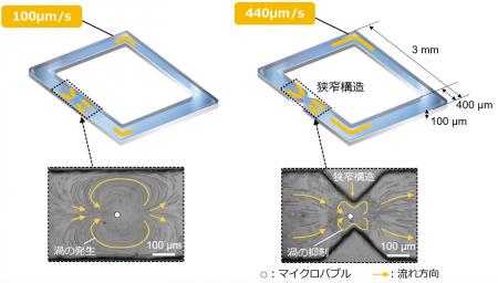 世界初、マイクロバブルの力で流路内に数ミリメートル 世界初、マイクロバブルの力で流路内に数ミリメートル
