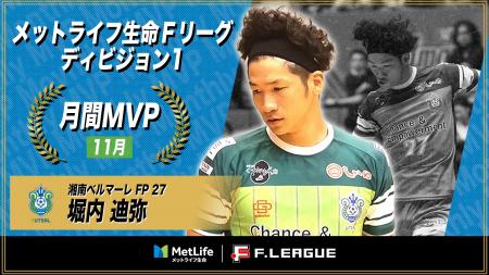 堀内迪弥（湘南）が11月の月間MVPに！ 第15節～第19節