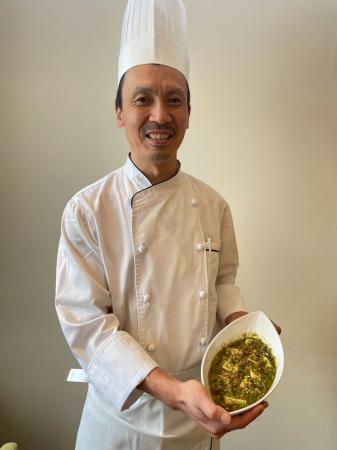 十勝産大豆を使った完全植物性「緑の麻婆豆腐」の提供