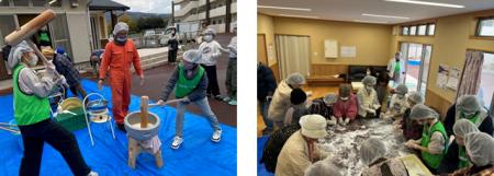 朝倉市の公営住宅で、年末恒例の「餅つき」を開催