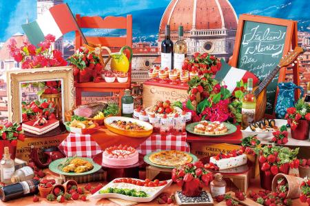 食欲そそる彩り豊かなイタリア料理にいちごのイタリア 食欲そそる彩り豊かなイタリア料理にいちごのイタリア
