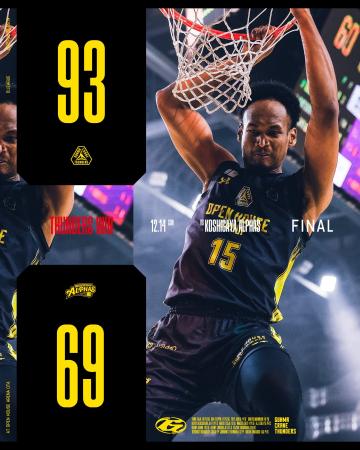 【群馬クレインサンダーズ：試合結果】12/14(日) vs 