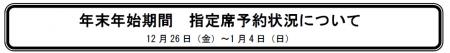 年末年始期間 指定席予約状況について12 月26 日（金