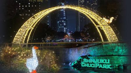 新宿中央公園 ビル街と公園のフォトジェニックなイル