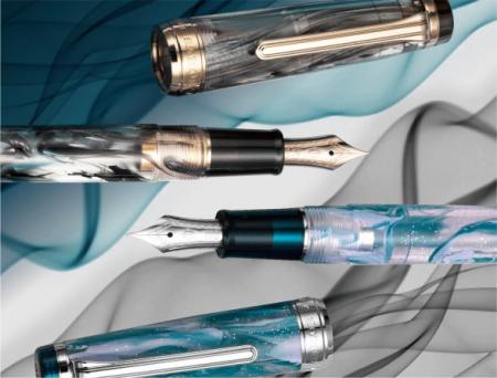 透明アクリル切削材の万年筆シリーズに、初のラメ入り