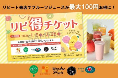 リピート来店で割引額がステップアップし最大100円お