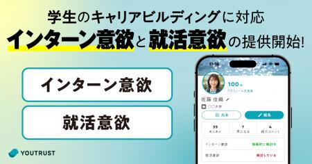 YOUTRUST、学生向けに「インターン意欲」と「就活意欲