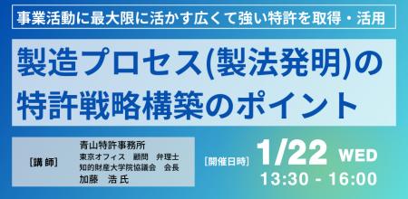 【JPIセミナー】「製造プロセス（製法発明）を事業活