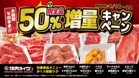 【焼肉ライク】追加肉が「お値段そのままで肉50％増量