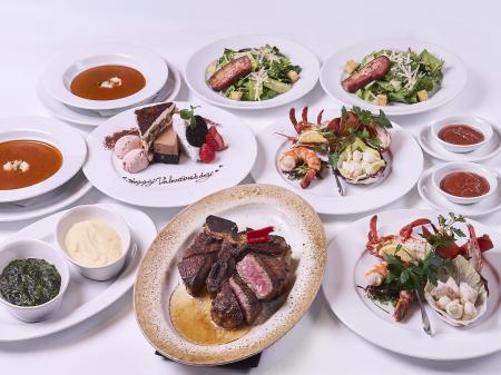 乾杯シャンパン付きの熟成肉ステーキコースでバレンタ