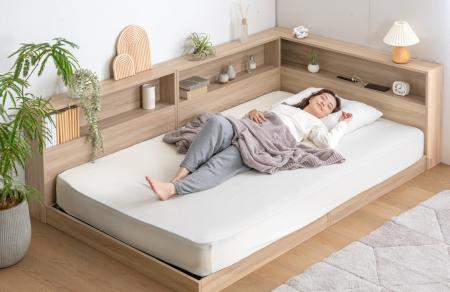 【新生活応援】側面にまで棚を備えた『L字収納付きベ