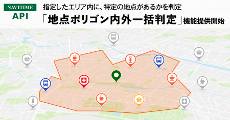 『NAVITIME API』、指定したエリア内に、特定の地点が