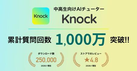 AIチューター「Knock」、リリースから1年で主に中高生