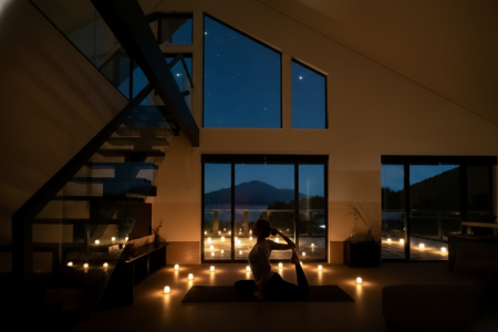 あさま空山望、雪景色の浅間山と満天の星空を眺めて心