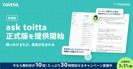 はてな、AIを活用したインタビュー分析SaaS「toitta」