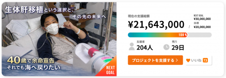 Team OCEAN、生体肝移植に向けたクラウドファンディン