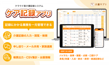 介護記録システム「ケア記録アプリ」、福祉用具情報シ 介護記録システム「ケア記録アプリ」、福祉用具情報シ