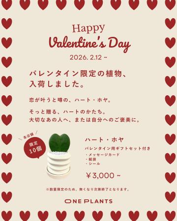 バレンタインに“ハートの観葉植物”を贈る新提案 ONE P