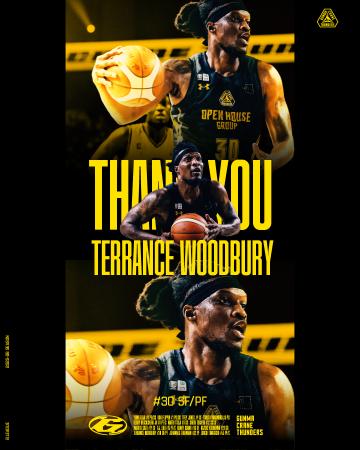 テレンス・ウッドベリー選手 退団のお知らせ