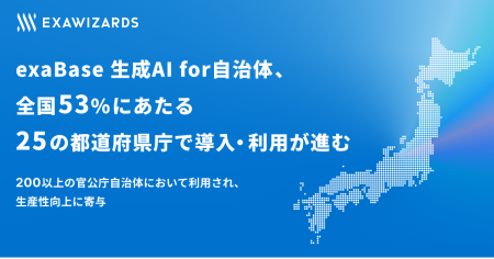 exaBase 生成AI for 自治体、全国53%にあたる25の都道