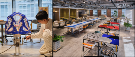 船場とヤマハ発動機がバイク部品を使ったファニチャー