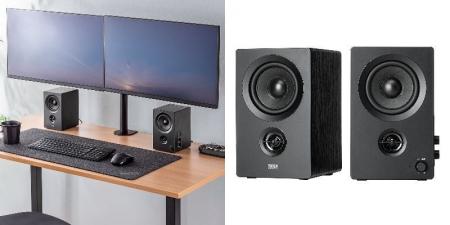 デスクで響く、コンパクトな木製の最大50W出力スピー