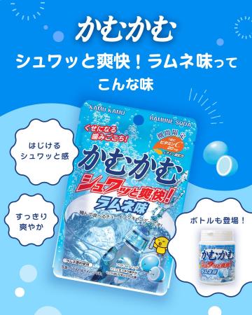 一粒で爽やかな味わいが感じられる「かむかむシュワッ