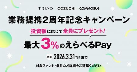 TRIAD・COZUCHI・ COMMOSUS「業務提携2周年記念キャン TRIAD・COZUCHI・ COMMOSUS「業務提携2周年記念キャン