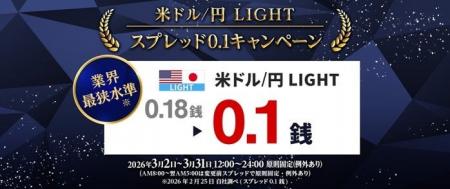 3月2日（月）より『米ドル/円 LIGHTスプレッド0.1キャ