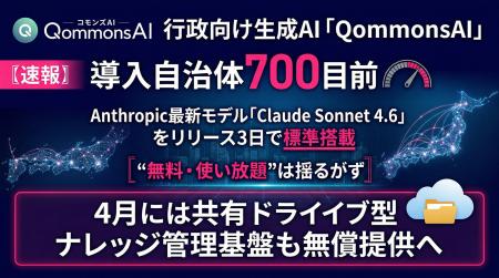 【速報】導入自治体700目前の生成AI「QommonsAI」、An