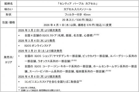 「IQOS ILUMA」シリーズ専用たばこスティック「SENTIA 「IQOS ILUMA」シリーズ専用たばこスティック「SENTIA