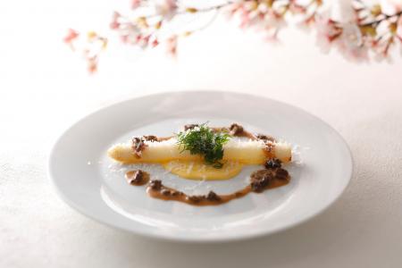 地上144mで堪能！春を告ぐ、ホワイトアスパラと桜海老