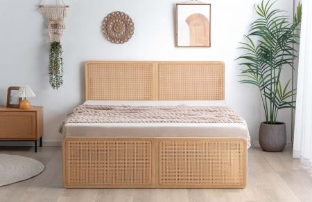 ヘッド＆フットボードのラタンが映えるベッドが登場！