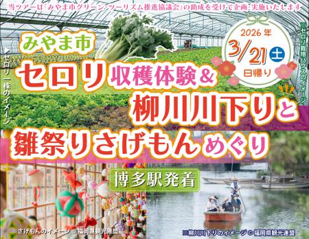 《日帰りツアー》みやま市セロリ収穫体験＆柳川川下り