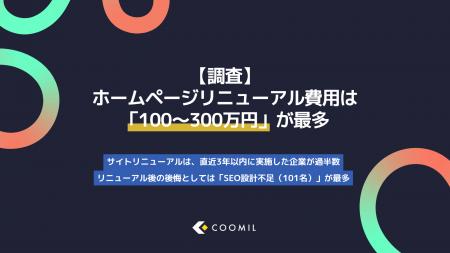 【調査】企業のホームページリニューアル費用は「100 【調査】企業のホームページリニューアル費用は「100